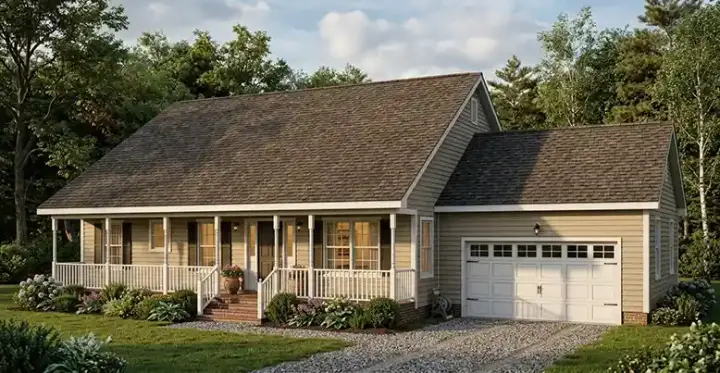 Country house plans 64-175 - front exterior, 1,268 sq ft, 3 bed, 2 bath house plans | Monster House Plans