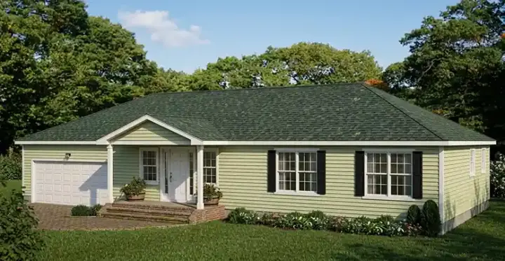 Ranch house plans 64-181 - front exterior, 1,508 sq ft, 3 bed, 2 bath house plans | Monster House Plans
