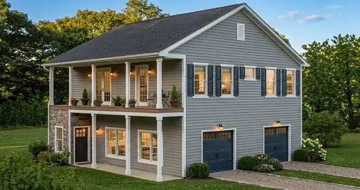 Early American house plans 64-194 - front exterior, 1,244 sq ft, 2 bed, 1 bath house plans | Monster House Plans