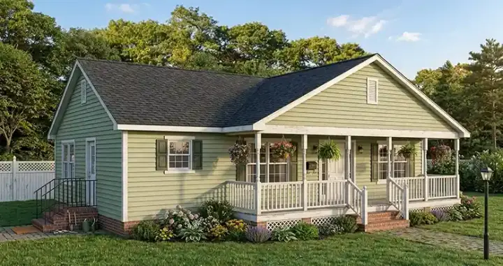 Country house plans 64-202 - front exterior, 1,408 sq ft, 3 bed, 1 bath house plans | Monster House Plans