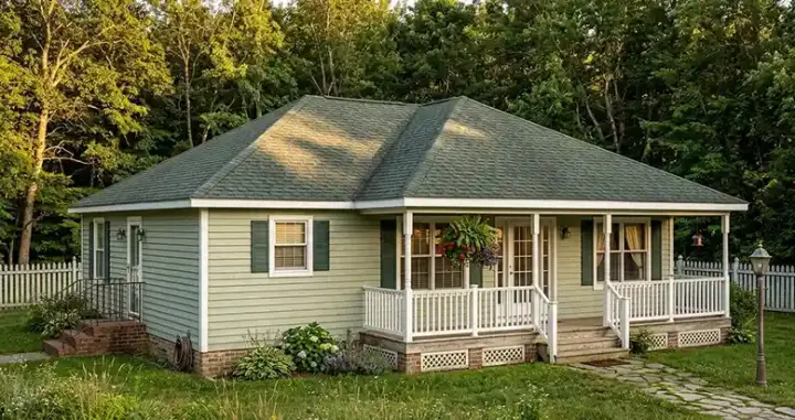 Country house plans 64-203 - front exterior, 1,408 sq ft, 3 bed, 1 bath house plans | Monster House Plans