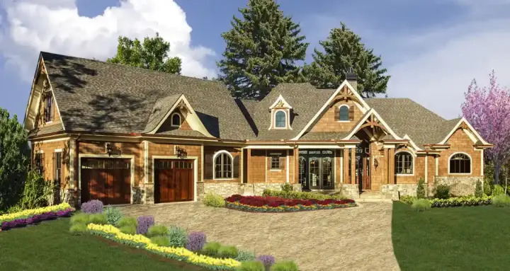 Craftsman house plans 66-104 - front exterior, 4,065 sq ft, 4 bed, 4 bath house plans | Monster House Plans