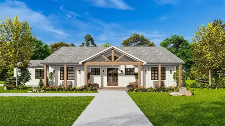 Craftsman house plans 66-108 - front exterior, 2,270 sq ft, 3 bed, 2 bath house plans | Monster House Plans