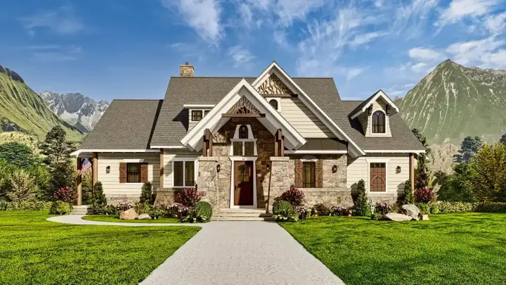 Craftsman house plans 66-110 - front exterior, 2,626 sq ft, 2 bed, 2 bath house plans | Monster House Plans