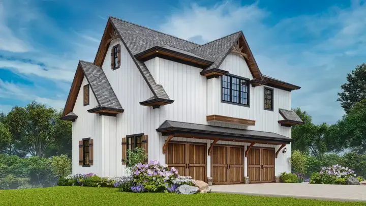 English Country house plans 66-112 - front exterior, 942 sq ft, 1 bed, 1 bath house plans | Monster House Plans