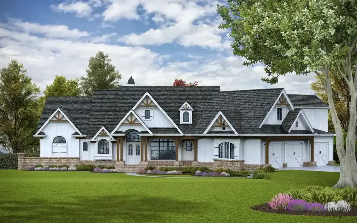 Craftsman house plans 66-115 - front exterior, 4,851 sq ft, 5 bed, 5 bath house plans | Monster House Plans
