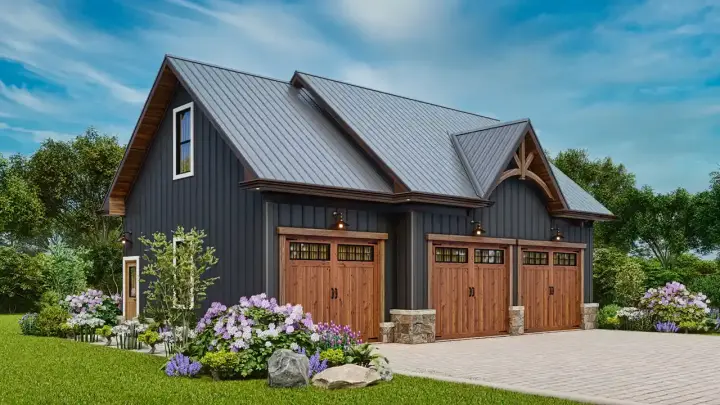 Craftsman house plans 66-119 - front exterior, 332 sq ft, 1 bed, 1 bath house plans | Monster House Plans