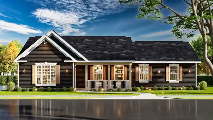 Traditional house plans 66-128 - front exterior, 1,686 sq ft, 3 bed, 2 bath house plans | Monster House Plans