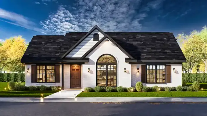 Traditional house plans 66-131 - front exterior, 1,246 sq ft, 3 bed, 2 bath house plans | Monster House Plans