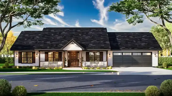 Traditional house plans 66-133 - front exterior, 1,334 sq ft, 3 bed, 2 bath house plans | Monster House Plans