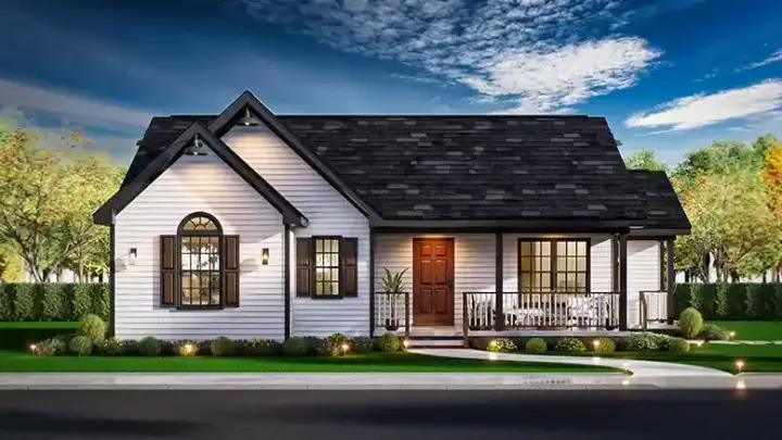 Traditional house plans 66-140 - front exterior, 1,287 sq ft, 3 bed, 2 bath house plans | Monster House Plans