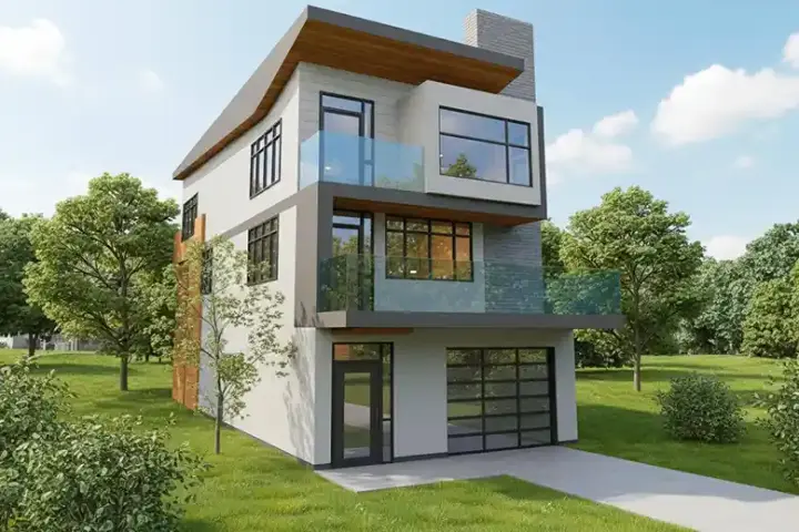 Modern house plans 67-106 - front exterior, 2,554 sq ft, 2 bed, 2 bath house plans | Monster House Plans