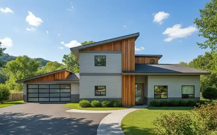 Modern house plans 67-111 - front exterior, 2,753 sq ft, 4 bed, 3 bath house plans | Monster House Plans