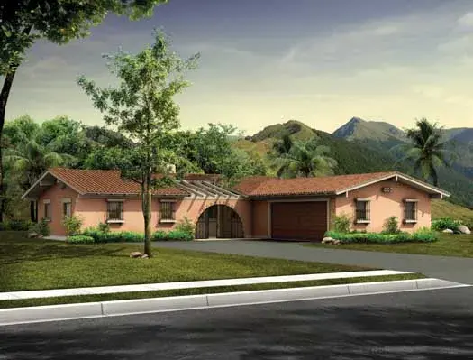Southwest house plans 68-101 - front exterior, 1,695 sq ft, 3 bed, 2 bath house plans | Monster House Plans