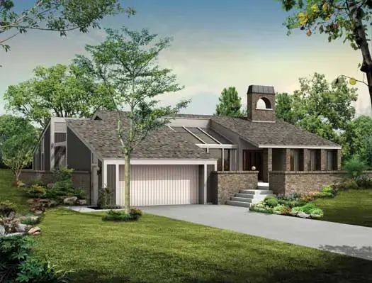 Contemporary house plans 68-105 - front exterior, 2,231 sq ft, 3 bed, 2 bath house plans | Monster House Plans