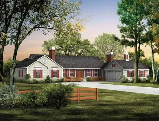 Ranch house plans 68-106 - front exterior, 3,018 sq ft, 4 bed, 2 bath house plans | Monster House Plans