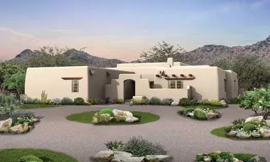 Santa Fe house plans 68-112 - front exterior, 1,934 sq ft, 3 bed, 2 bath house plans | Monster House Plans