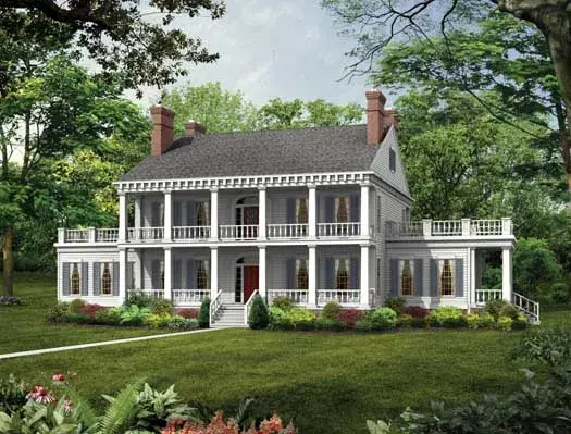 Plantation house plans 68-114 - front exterior, 3,833 sq ft, 3 bed, 3 bath house plans | Monster House Plans
