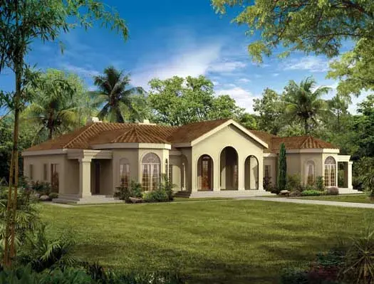 Sunbelt house plans 68-121 - front exterior, 2,831 sq ft, 4 bed, 3 bath house plans | Monster House Plans