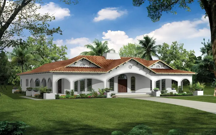 Southwest house plans 68-122 - front exterior, 2,539 sq ft, 3 bed, 2 bath house plans | Monster House Plans