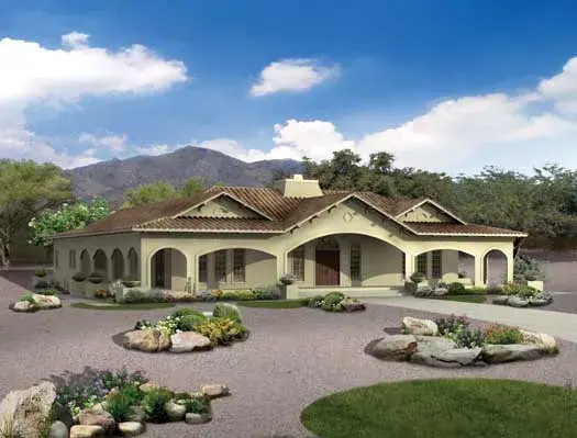 Southwest house plans 68-123 - front exterior, 3,163 sq ft, 4 bed, 3 bath house plans | Monster House Plans