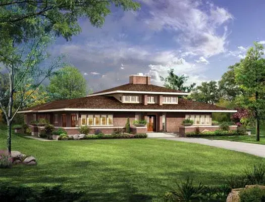 Contemporary house plans 68-124 - front exterior, 2,626 sq ft, 3 bed, 2 bath house plans | Monster House Plans
