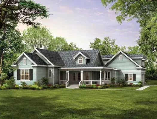 Farmhouse house plans 68-132 - front exterior, 1,937 sq ft, 3 bed, 2 bath house plans | Monster House Plans