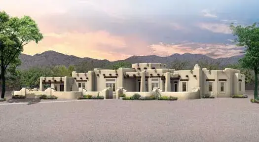 Southwest house plans 68-133 - front exterior, 3,959 sq ft, 3 bed, 3 bath house plans | Monster House Plans