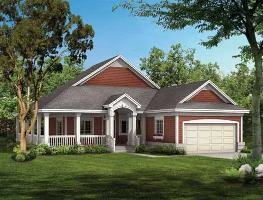Southern house plans 68-136 - front exterior, 1,295 sq ft, 2 bed, 2 bath house plans | Monster House Plans