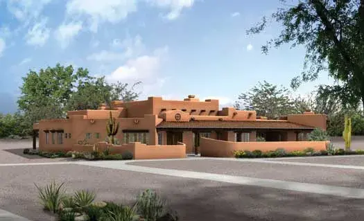 Santa Fe house plans 68-138 - front exterior, 3,838 sq ft, 4 bed, 3 bath house plans | Monster House Plans