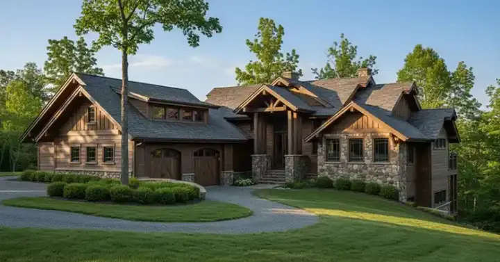 Mountain Rustic house plans 69-910 - front exterior, 3,236 sq ft, 3 bed, 3 bath house plans | Monster House Plans