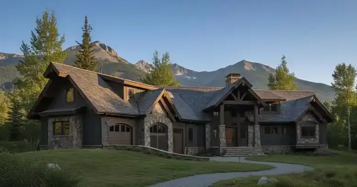 Mountain Rustic house plans 69-921 - front exterior, 4,812 sq ft, 4 bed, 4 bath house plans | Monster House Plans