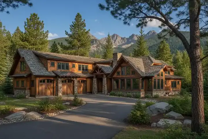Mountain Rustic house plans 69-924 - front exterior, 3,918 sq ft, 4 bed, 4 bath house plans | Monster House Plans