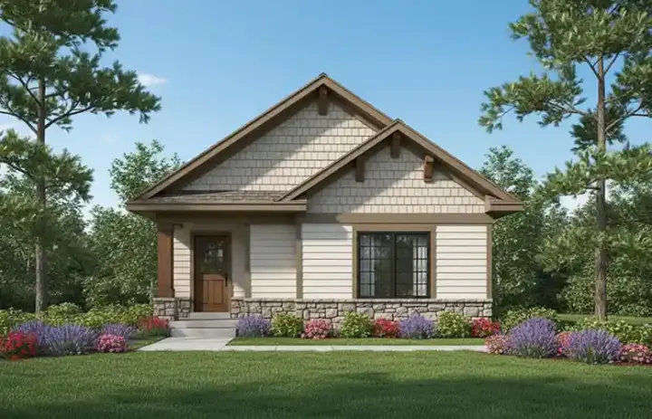Cottage house plans 7-1000 - front exterior, 1,493 sq ft, 3 bed, 2 bath house plans | Monster House Plans