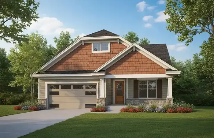 Bungalow house plans 7-1004 - front exterior, 1,587 sq ft, 2 bed, 2 bath house plans | Monster House Plans