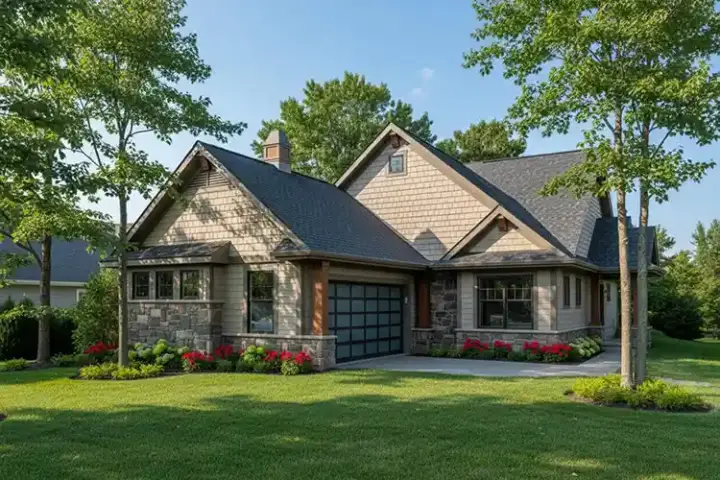 Shingle house plans 7-1008 - front exterior, 1,902 sq ft, 2 bed, 2 bath house plans | Monster House Plans