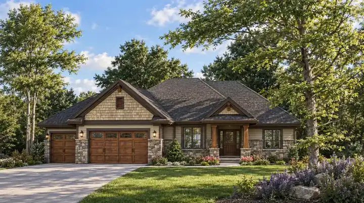 Craftsman house plans 7-1010 - front exterior, 2,171 sq ft, 3 bed, 2 bath house plans | Monster House Plans