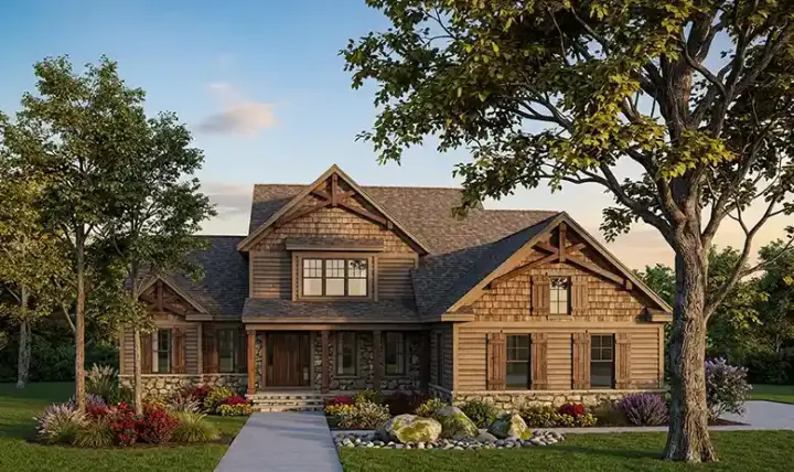 Craftsman house plans 7-1015 - front exterior, 3,169 sq ft, 3 bed, 3 bath house plans | Monster House Plans
