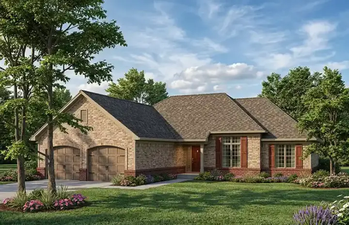 Traditional house plans 7-102 - front exterior, 1,642 sq ft, 3 bed, 2 bath house plans | Monster House Plans