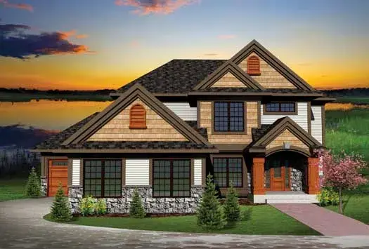 Traditional house plans 7-1032 - front exterior, 2,275 sq ft, 4 bed, 2 bath house plans | Monster House Plans
