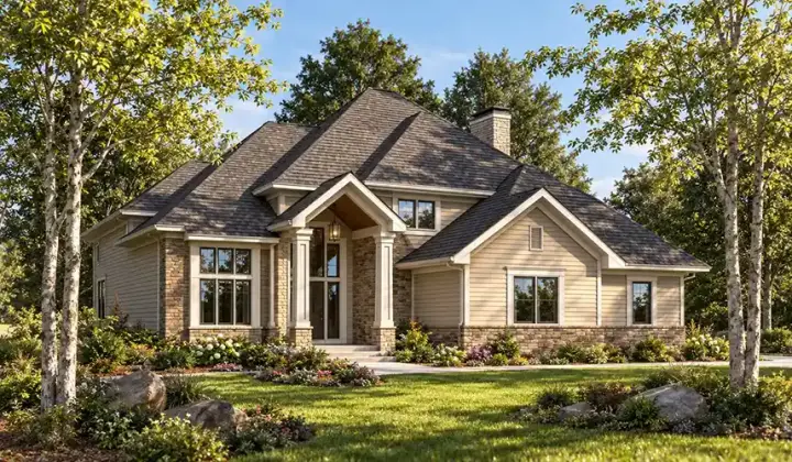 Traditional house plans 7-104 - front exterior, 2,458 sq ft, 4 bed, 2 bath house plans | Monster House Plans