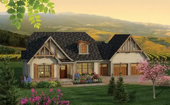 Country house plans 7-1041 - front exterior, 1,583 sq ft, 2 bed, 2 bath house plans | Monster House Plans