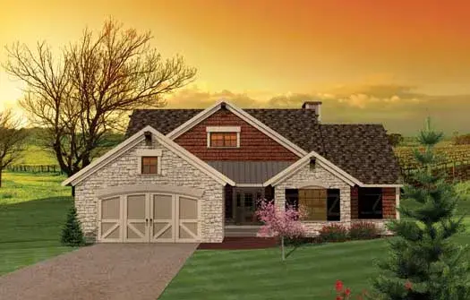 Ranch house plans 7-1043 - front exterior, 1,616 sq ft, 3 bed, 2 bath house plans | Monster House Plans