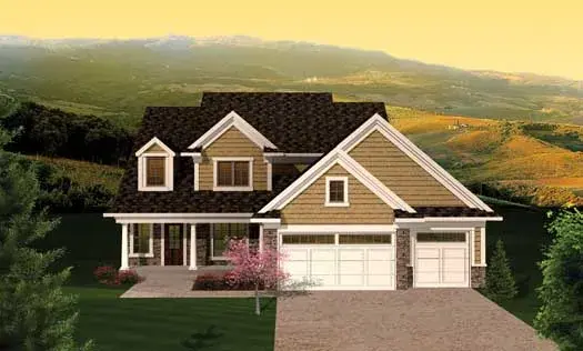Traditional house plans 7-1052 - front exterior, 2,250 sq ft, 4 bed, 2 bath house plans | Monster House Plans