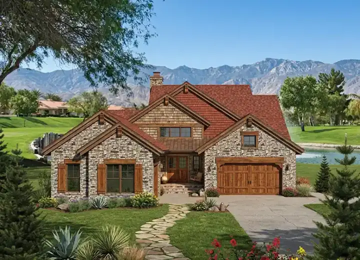 Traditional house plans 7-1054 - front exterior, 2,380 sq ft, 2 bed, 2 bath house plans | Monster House Plans