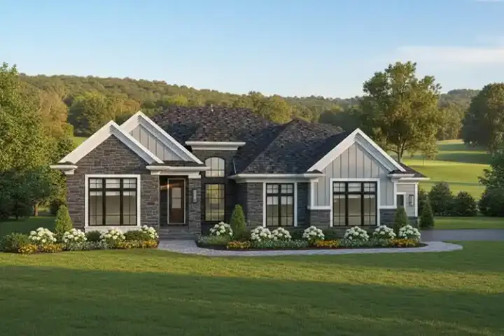 French Country house plans 7-1055 - front exterior, 2,381 sq ft, 3 bed, 2 bath house plans | Monster House Plans