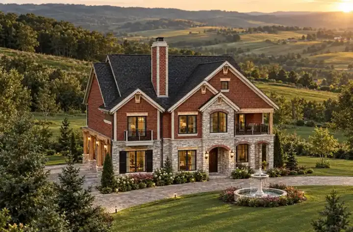 European house plans 7-1057 - front exterior, 2,746 sq ft, 3 bed, 3 bath house plans | Monster House Plans