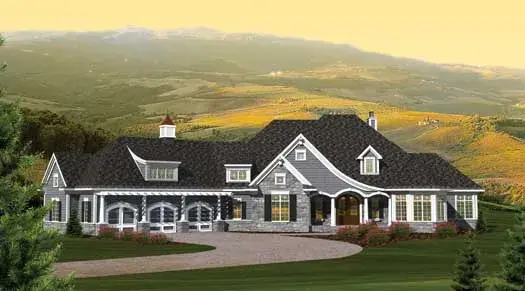 French Country house plans 7-1062 - front exterior, 3,109 sq ft, 2 bed, 2 bath house plans | Monster House Plans