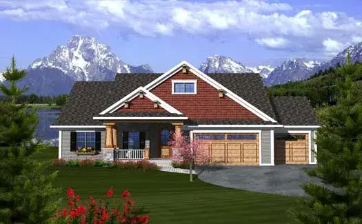 Craftsman house plans 7-1069 - front exterior, 1,683 sq ft, 2 bed, 2 bath house plans | Monster House Plans