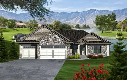 Traditional house plans 7-1073 - front exterior, 1,971 sq ft, 3 bed, 2 bath house plans | Monster House Plans